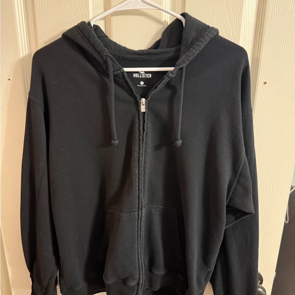 Hollister Jet Black Zip-Up Jacket